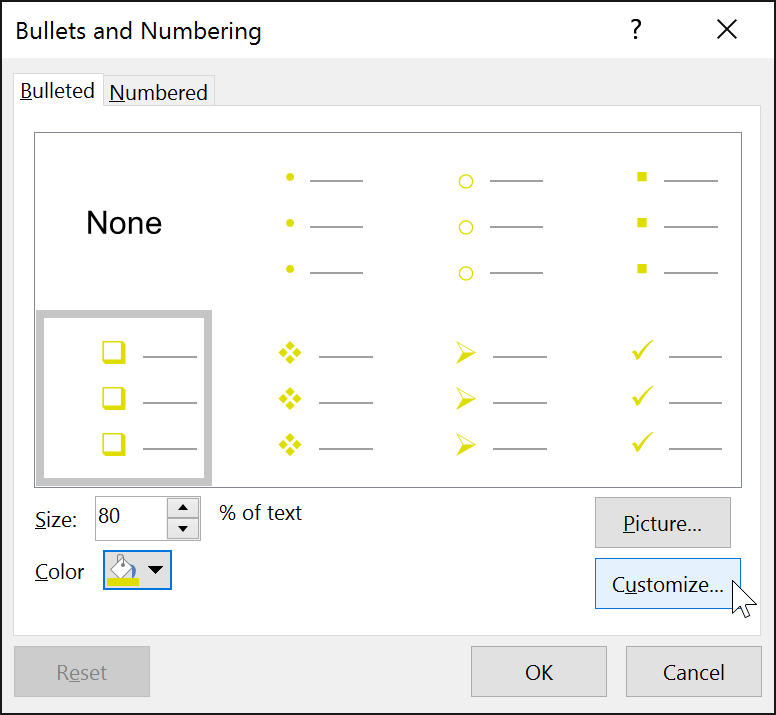 Tùy biến bullet trong PowerPoint