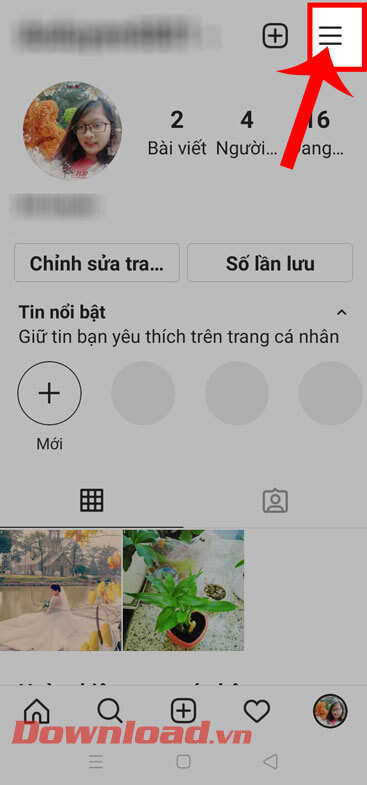 Ấn vào biểu tượng ba dấu gạch ngang 