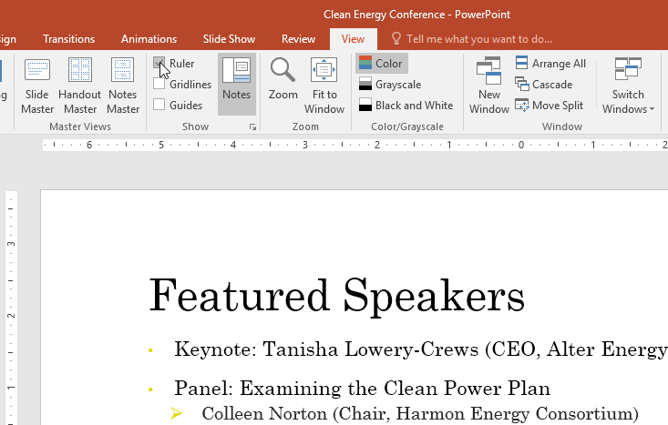 Thước kẻ trong PowerPoint