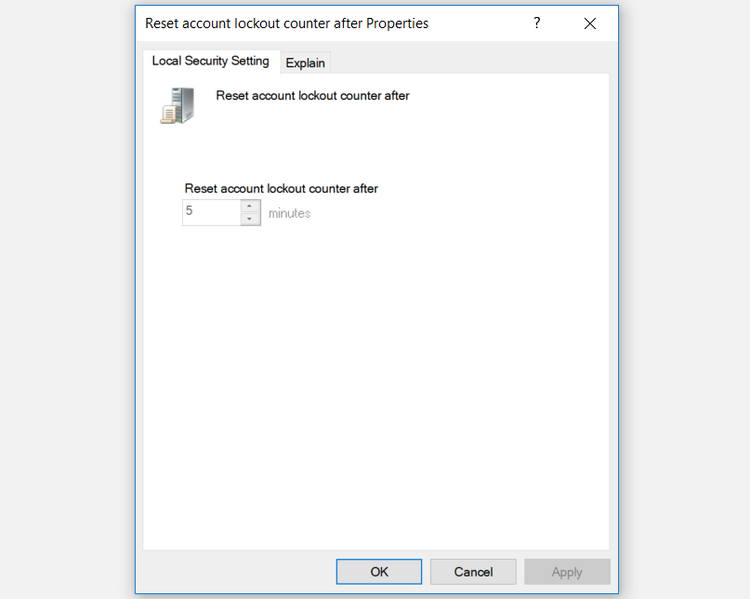 Thuộc tính reset tài khoản Windows 10
