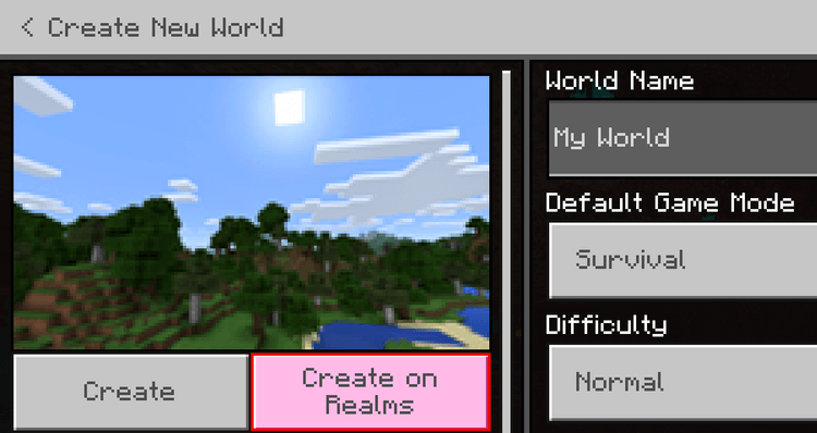 Tạo một thế giới mới với Minecraft Bedrock Edition