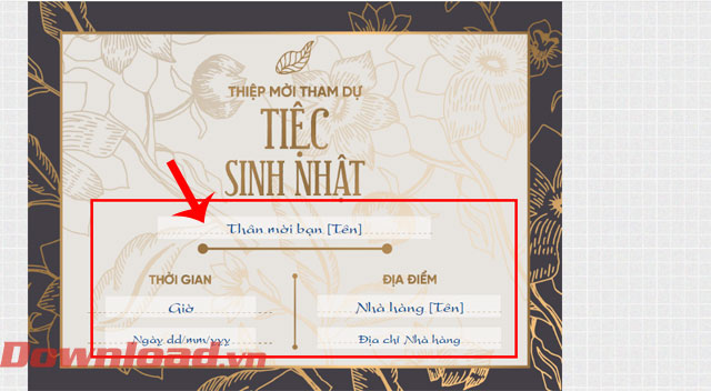 Viết thông tin thiệp mời