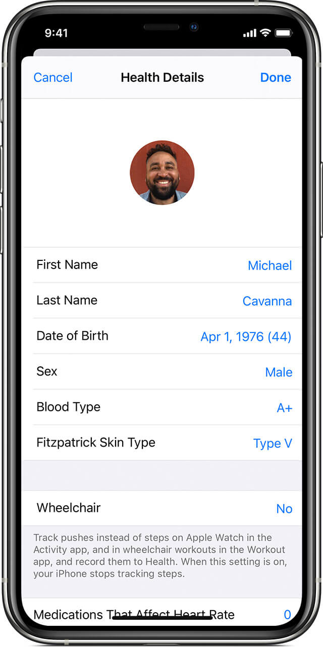 Tạo hồ sơ sức khỏe trên iPhone