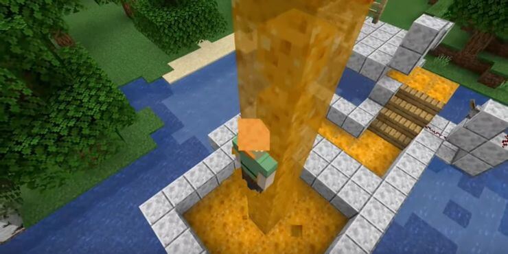 Swipe down from the top of the honey block in Minecraft