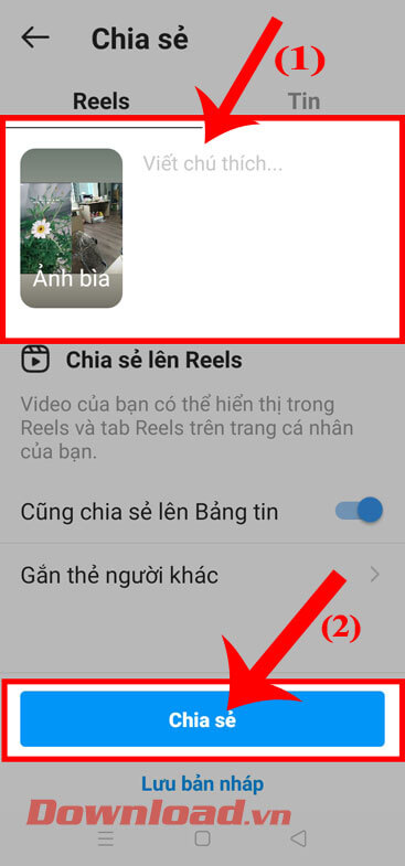 Ấn vào nút Chia sẻ 