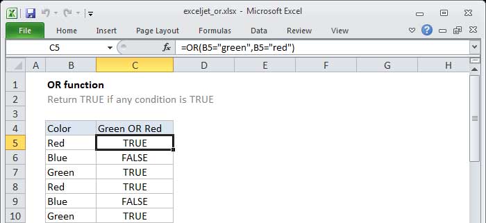 Cách dùng hàm OR trong Excel