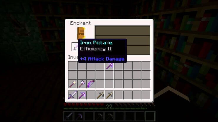 Using enchantments in Minecraft