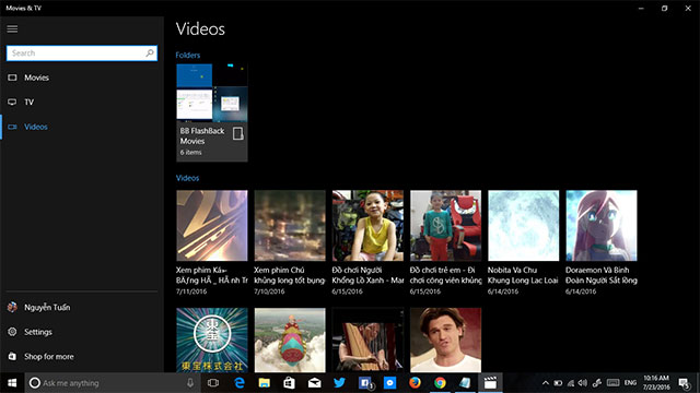 Ứng dụng Movies & TV trên Windows 10