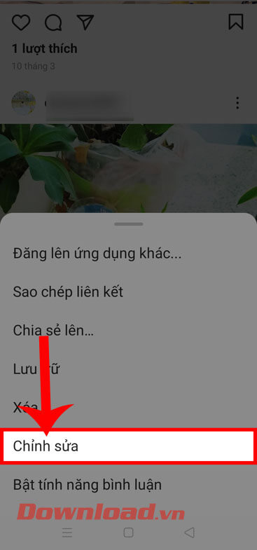 Ấn vào mục Chỉnh sửa