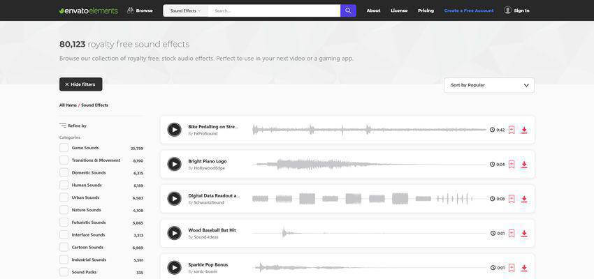 Tải hiệu ứng âm thanh miễn phí trên Envato Elements