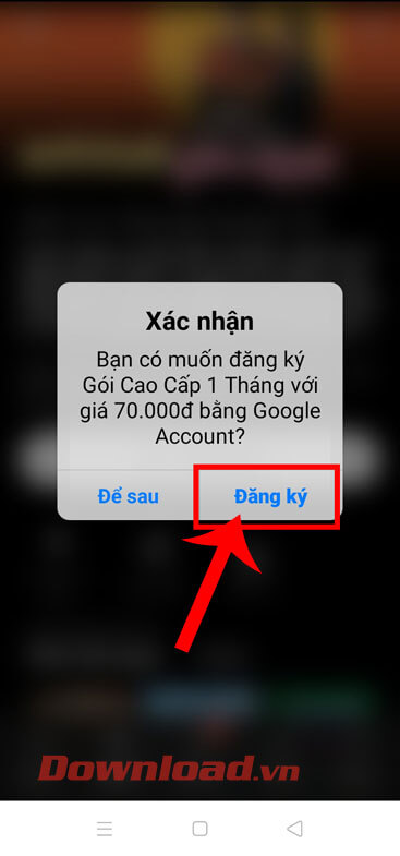 <p><strong>Bước 4:</strong> Trên màn hình khi này xuất hiện cửa sổ thông báo<em> Xác nhận mua gói cước</em>,