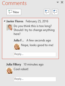 Cách trả lời bình luận trên PowerPoint