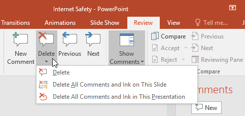 Xóa nhiều bình luận cùng lúc trên PowerPoint