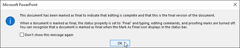 Thông báo file Marked as Final trong PowerPoint