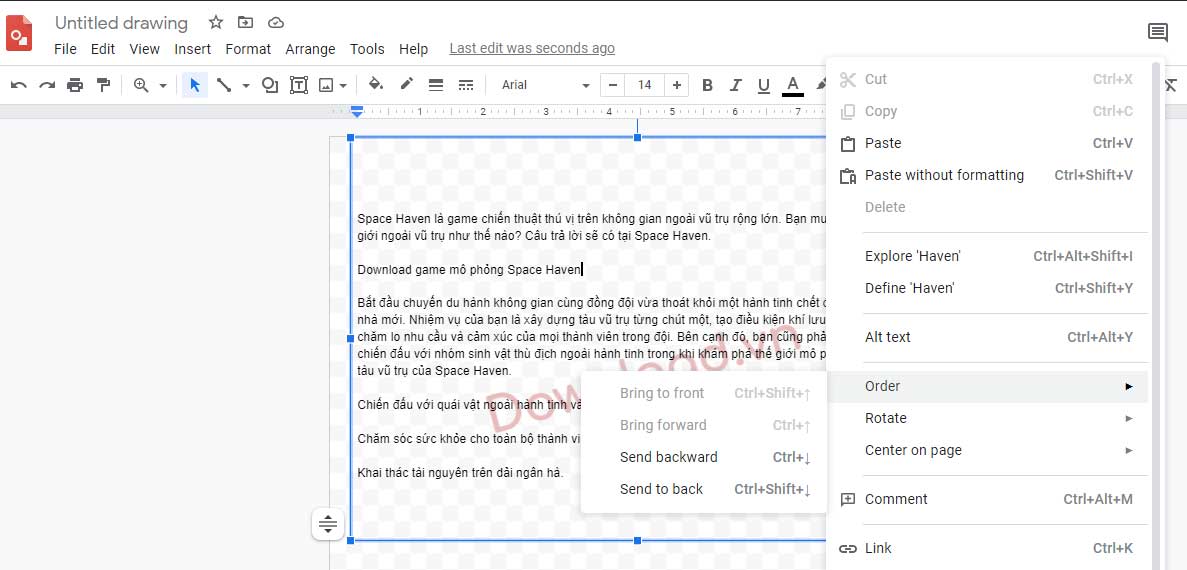 Sắp xếp thứ tự layer trong Google Drawings