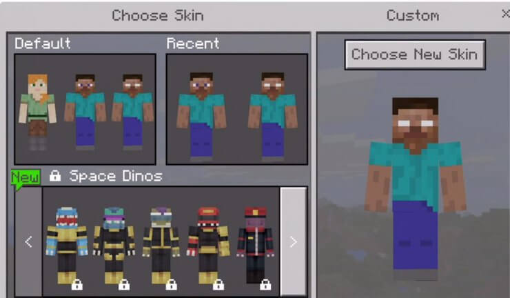 Chọn skin Herobrine trong Minecraft