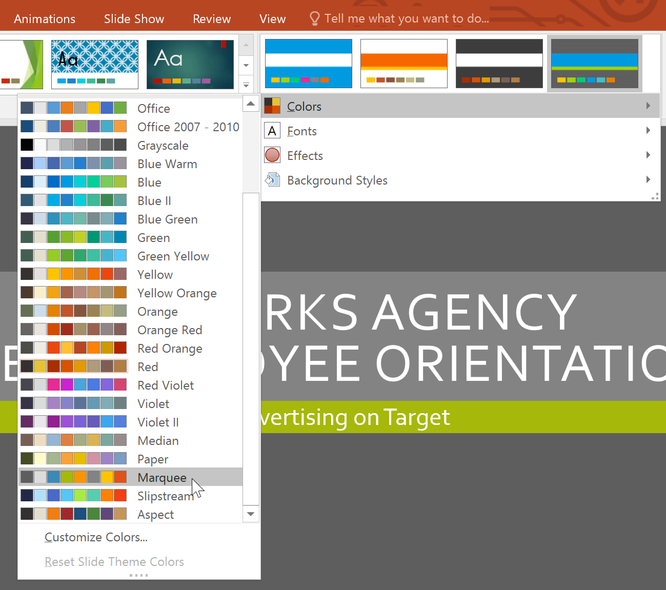Tab Colors trong PowerPoint