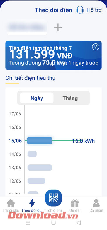 Số lượng điện tiêu thụ mỗi ngày