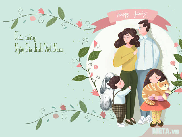 Thiệp chúc mừng Ngày Gia đình Việt Nam đẹp