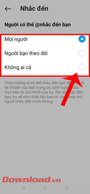 Cài đặt Người có thể nhắc đến bạn