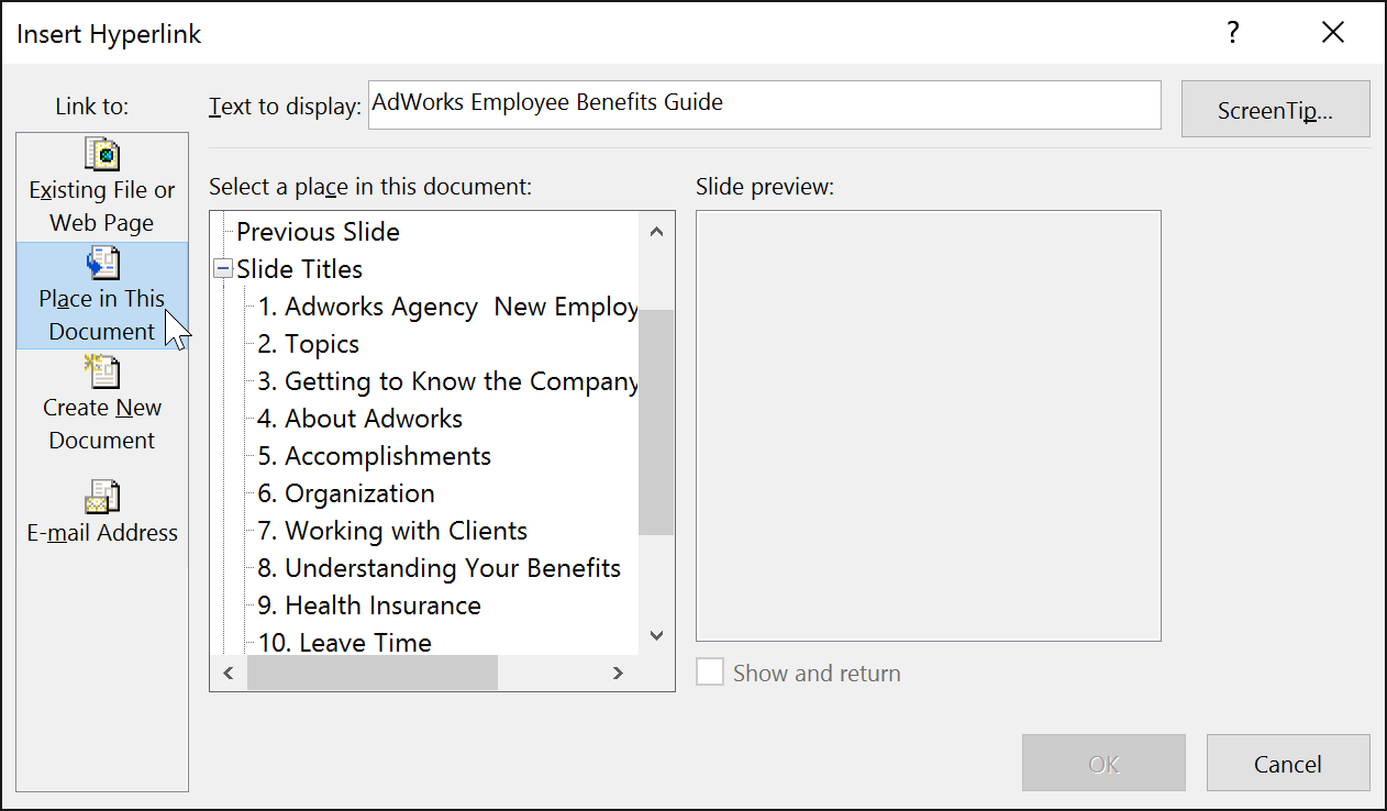 Xem trước slide