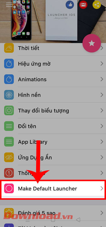 Chạm vào mục Make Default Launcher