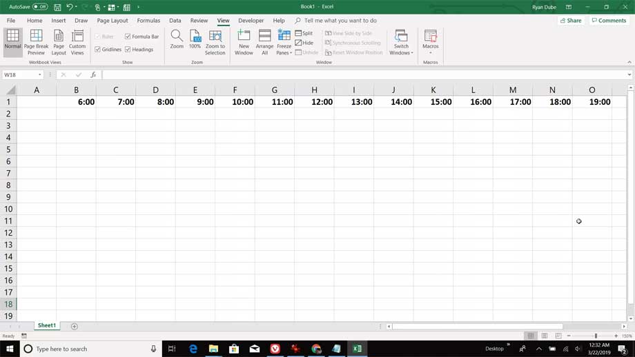 Đặt giờ trên lịch Excel