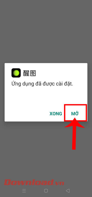 <p><strong>Bước 6: </strong>Chờ đợi một lát để quá trình cài đặt ứng dụng Xingtu 醒图 về điện thoại được