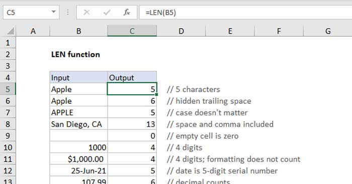 Cách dùng hàm LEN trong Excel