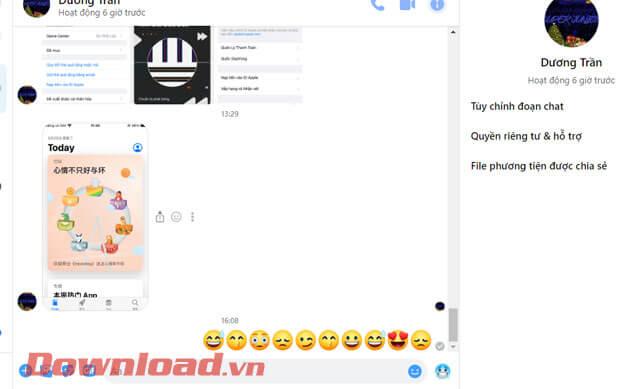 Gửi tin nhắn icon trên Facebook Messenger