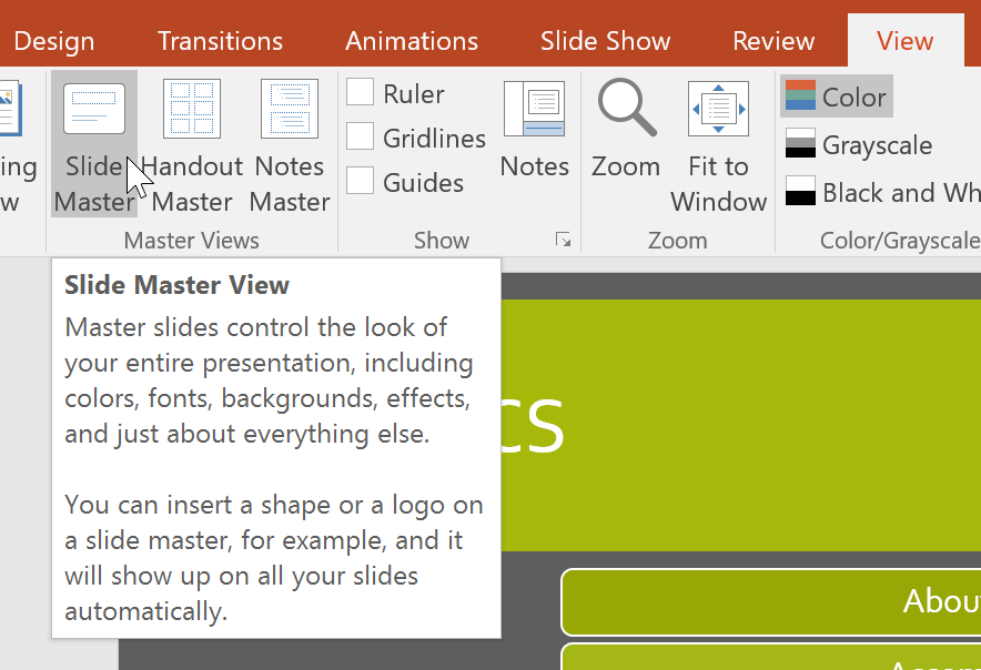 View trong PowerPoint