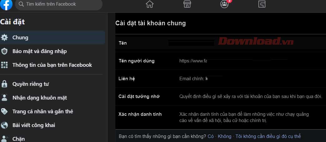 Cài đặt trên Facebook