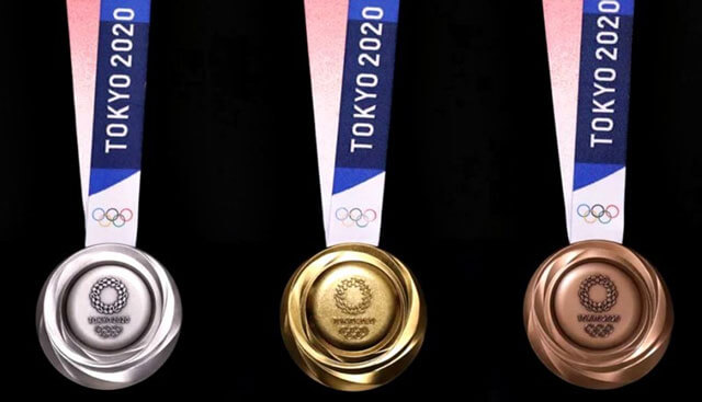 Mặt sau bộ huy chương Olympic Tokyo 2021