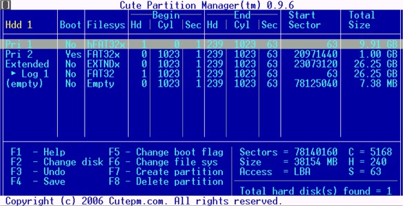Phần mềm chia ổ cứngCute Partition Manager