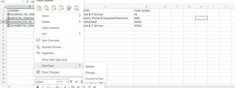 Data Type trong Excel