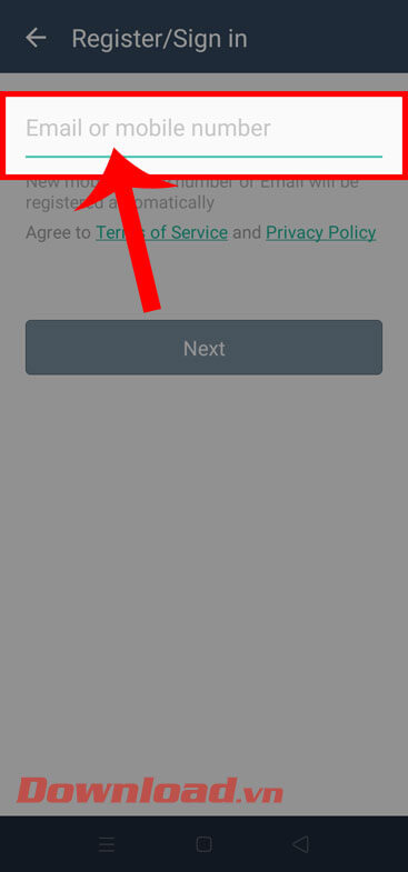 <p><strong>Bước 2: Nhập địa chỉ email hoặc số điện thoại</strong> của bạn để đăng ký tài khoản, rồi