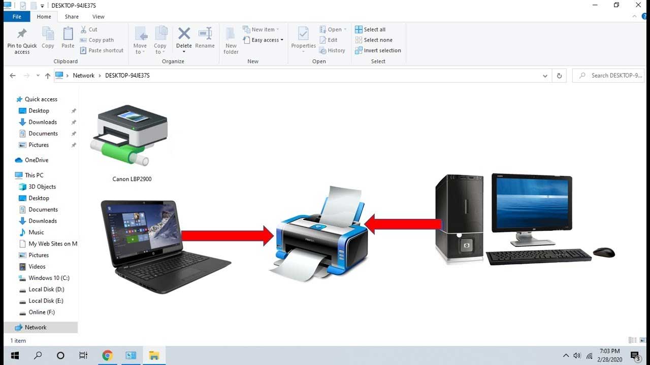 Instructions for sharing Windows 10 printers