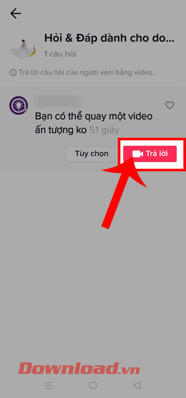 Nhấn nút Trả lời