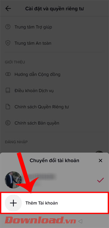 Ấn vào mục Thêm tài khoản