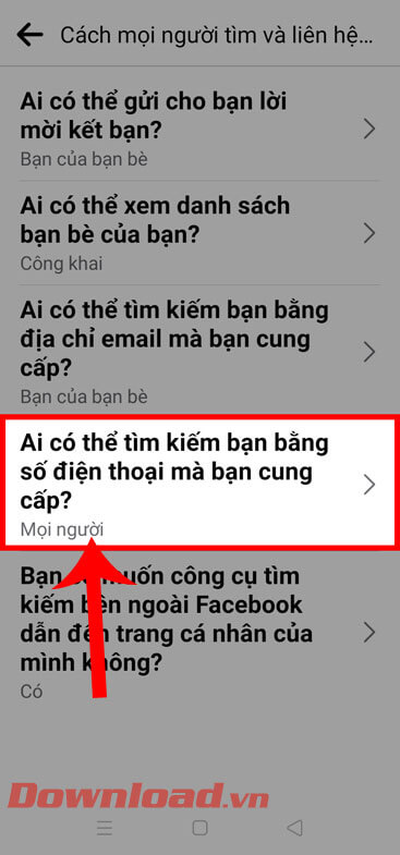 <p><strong>Bước 5:</strong> Lúc này, chạm vào mục <strong>Ai có thể tìm kiếm bạn bằng số điện thoại