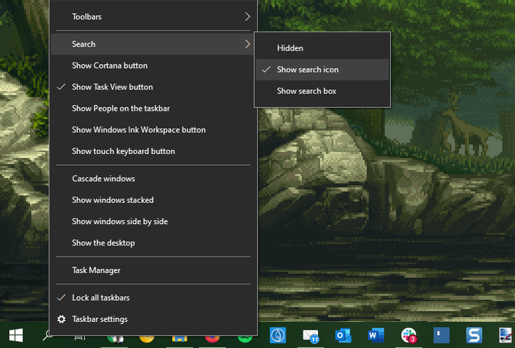 Ẩn icon tìm kiếm trên Windows 10