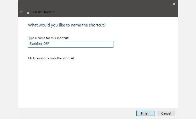 Nhập shortcut để tắt PC từ xa