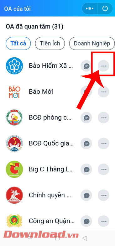 Chạm vào biểu tượng dấu ba chấm