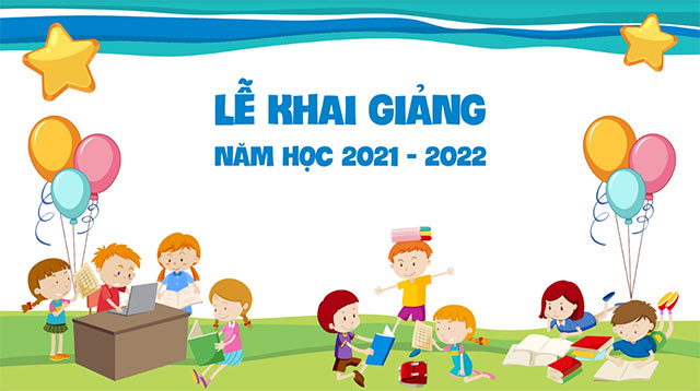 Bộ ảnh Backdrop khai giảng trực tuyến Phông nền trang trí khai giảng online  năm 2021 - 2022