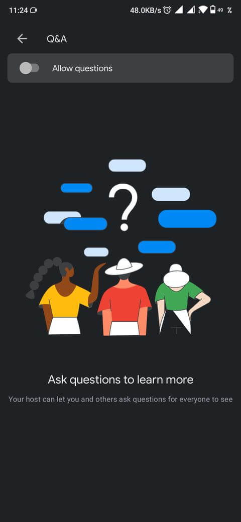 Sử dụng tính năng hỏi đáp trên Google Meet mobile