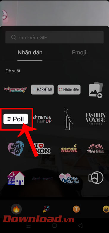 Chạm vào sticker Poll