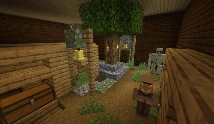 Village inside Minecraft mansion