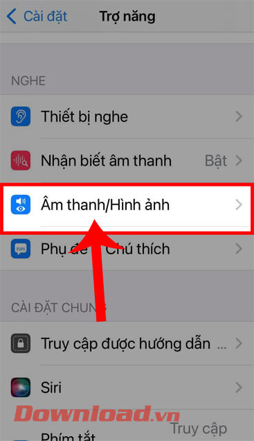 Nhấn vào mục Âm thanh/Hình ảnh