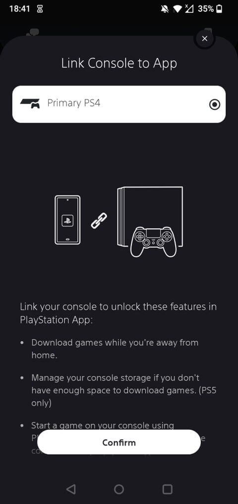 Liên kết app PS4 với điện thoại