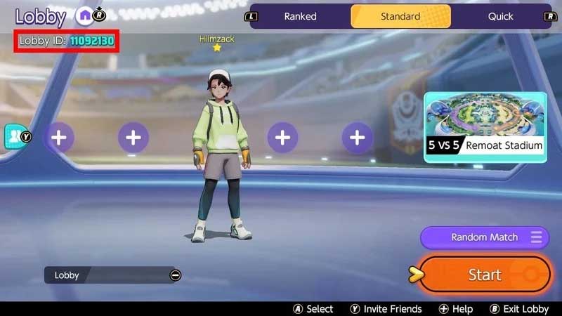 ID sảnh chờ vào game Pokemon Unite